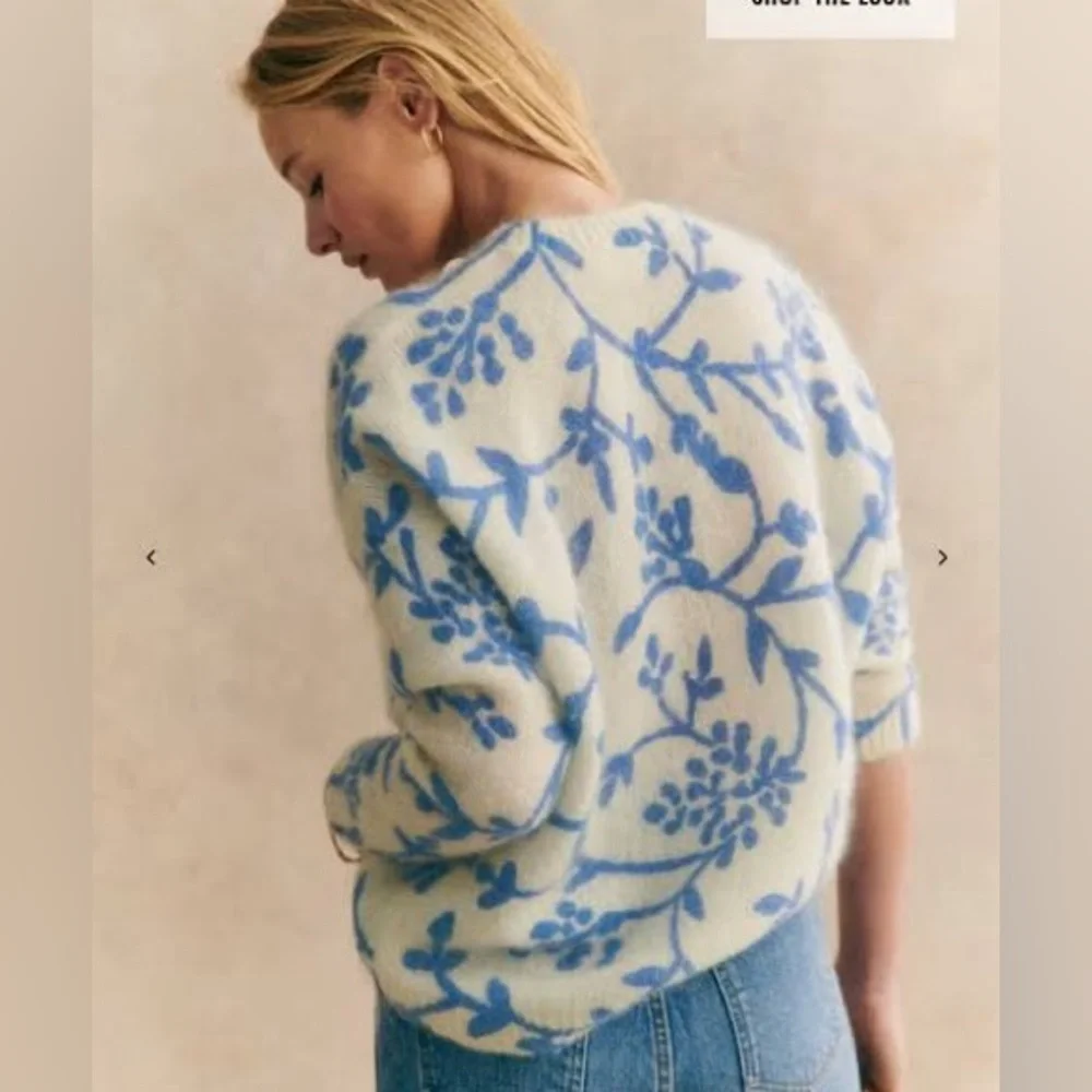 Sezane Pelagie Jumper Ecru/ Blue Floral - Size S - Picture 1 of 7